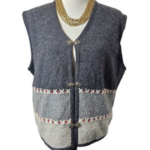 Woolrich Womens Gray 100% Wool Vest Heart Shape Closure Size XL